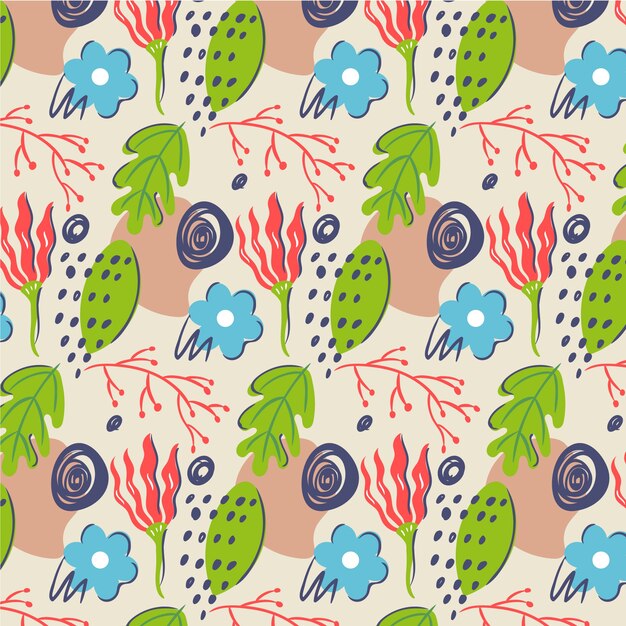 Diseño de patrón floral plano