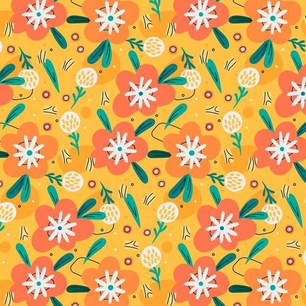 Diseño de patrón floral plano