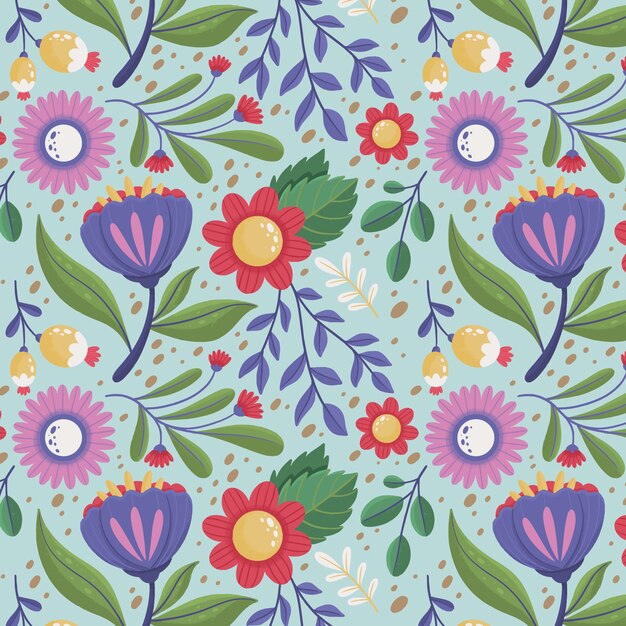 Diseño de patrón floral plano