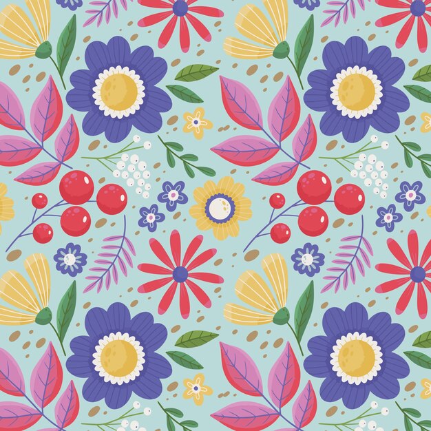 Diseño de patrón floral plano