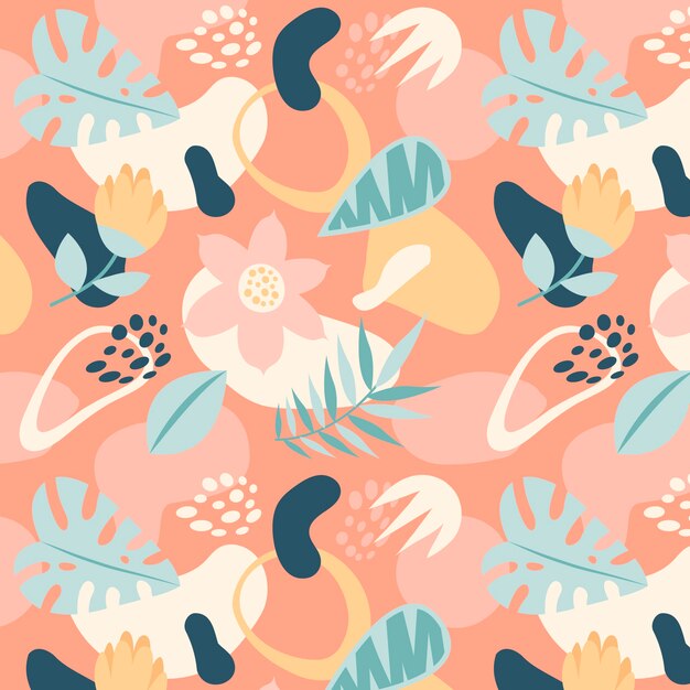 Diseño de patrón floral plano