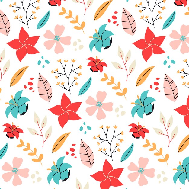 Diseño de patrón floral plano