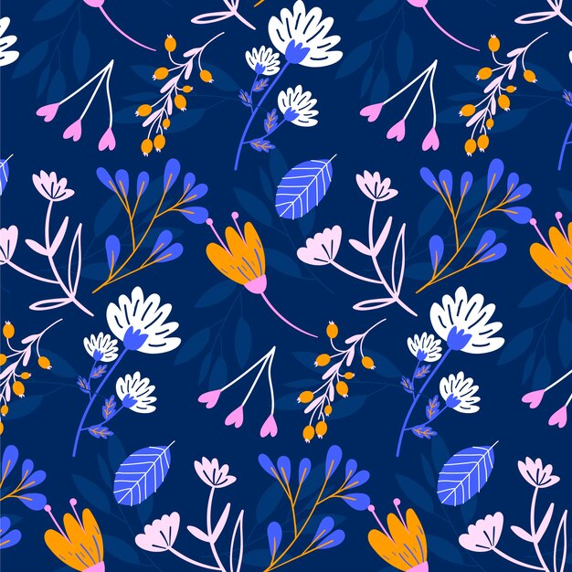 Diseño de patrón floral plano