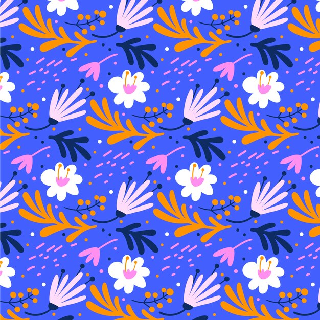 Diseño de patrón floral plano
