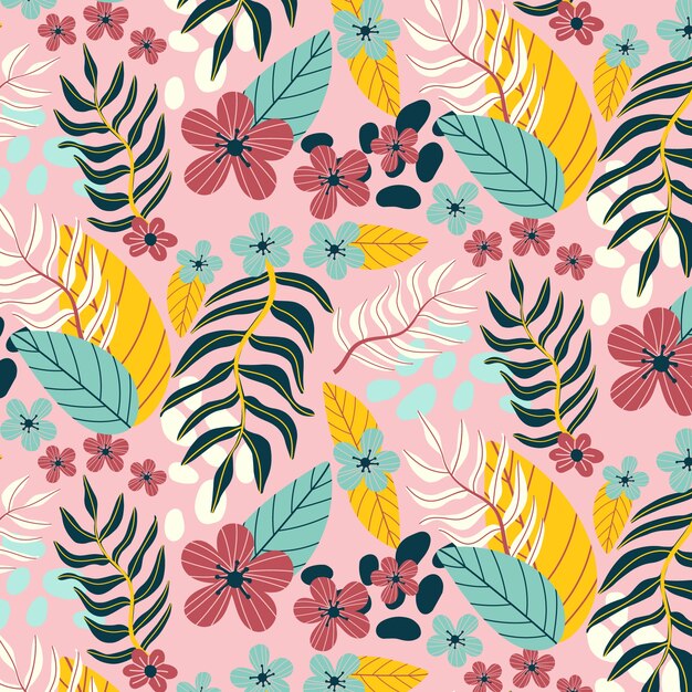 Diseño de patrón floral plano