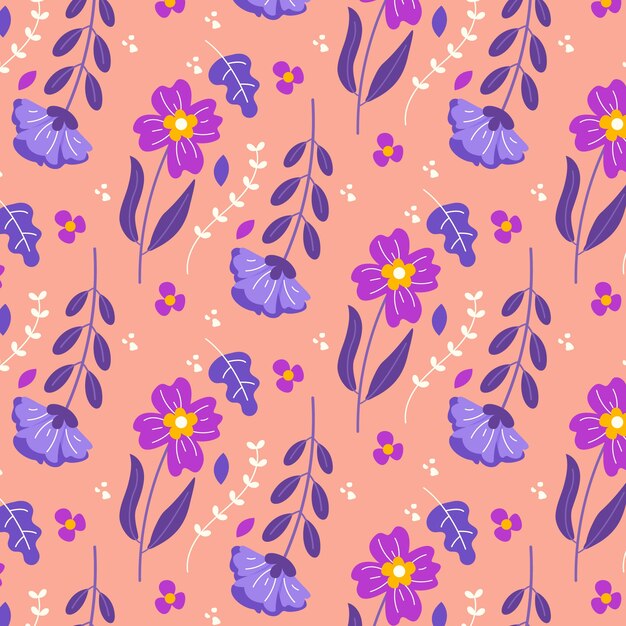 Diseño de patrón floral de primavera plano