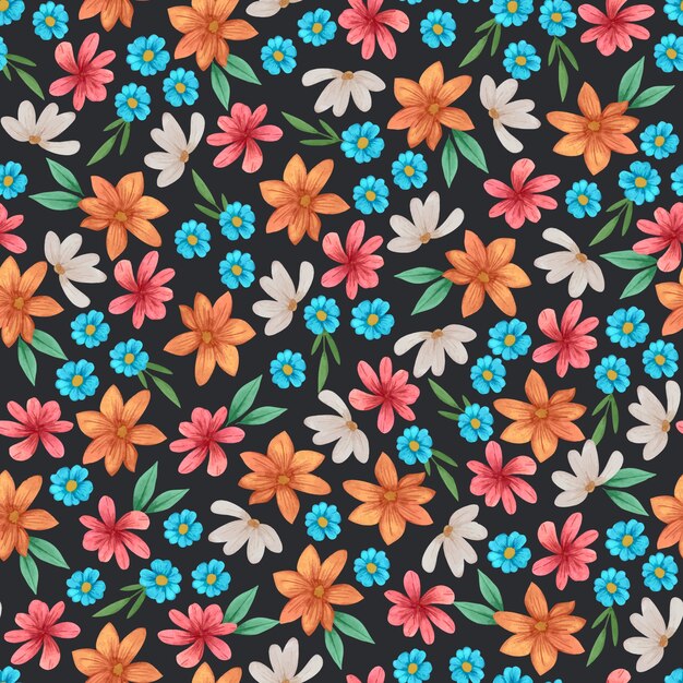 Diseño de patrón de flores pequeñas de acuarela