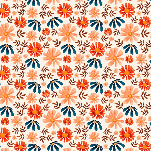 Diseño de patrón de flores pequeñas de acuarela