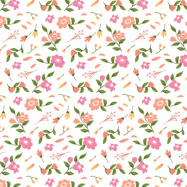 Diseño de patrón de flores pequeñas dibujadas a mano