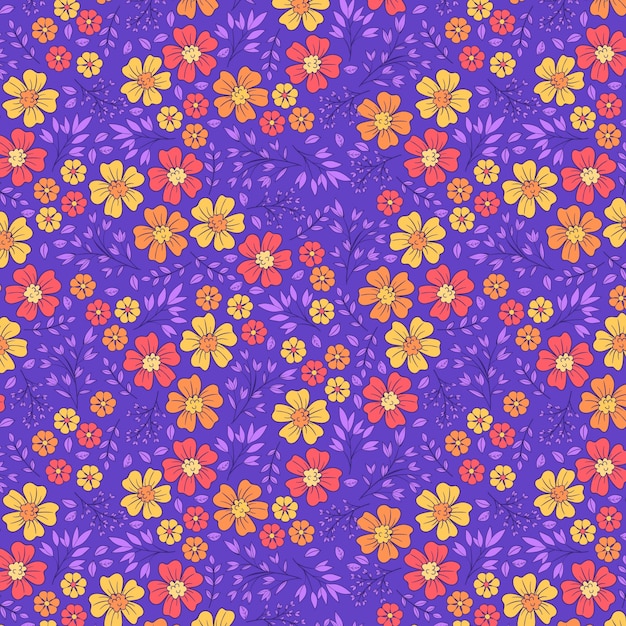 Diseño de patrón de flores pequeñas dibujadas a mano