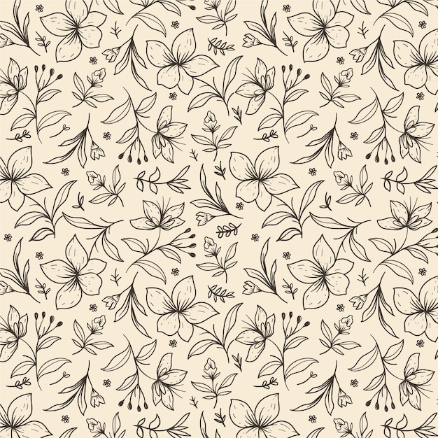 Diseño de patrón de flores pequeñas dibujadas a mano