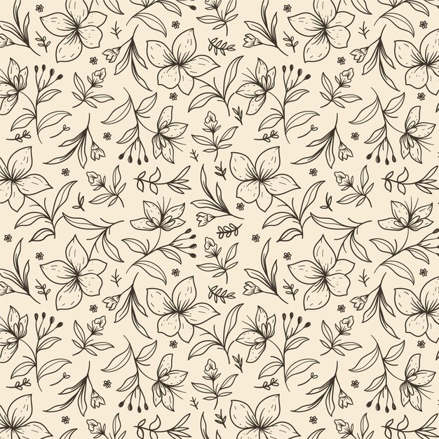 Diseño de patrón de flores pequeñas dibujadas a mano