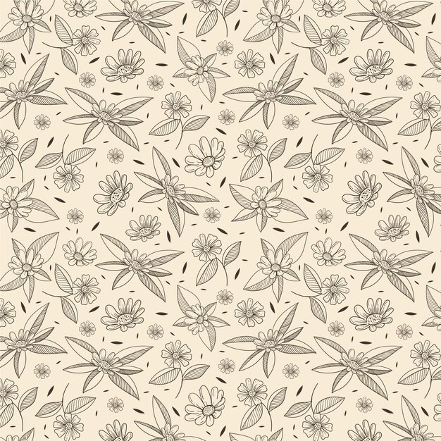 Diseño de patrón de flores pequeñas dibujadas a mano