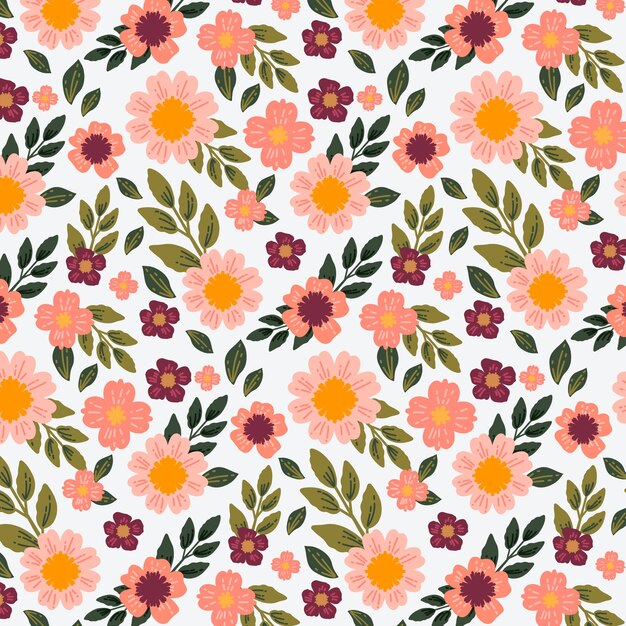Diseño de patrón de flores pequeñas de diseño plano