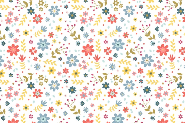 Diseño de patrón de flores pequeñas de diseño plano