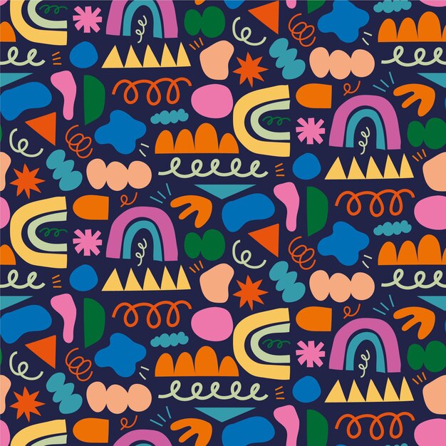 Diseño de patrón de formas abstractas dibujadas a mano
