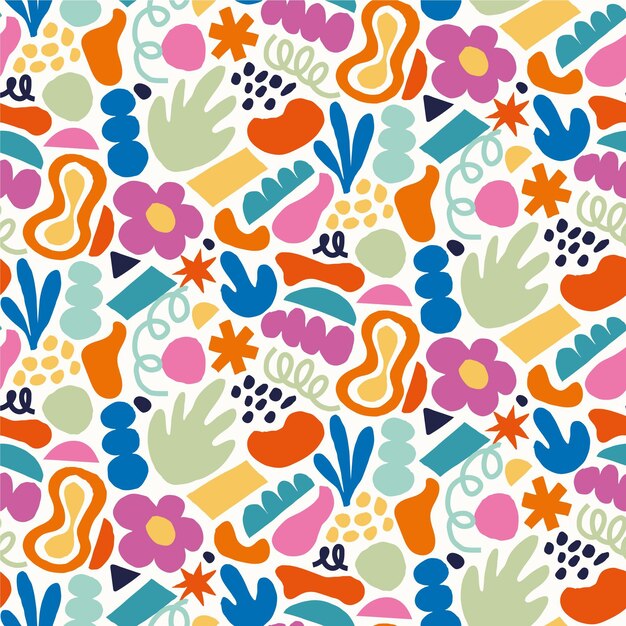 Diseño de patrón de formas abstractas dibujadas a mano