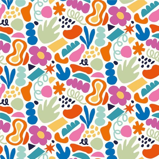 Diseño de patrón de formas abstractas dibujadas a mano