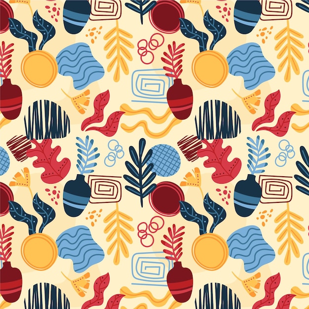 Diseño de patrón de formas abstractas dibujadas a mano
