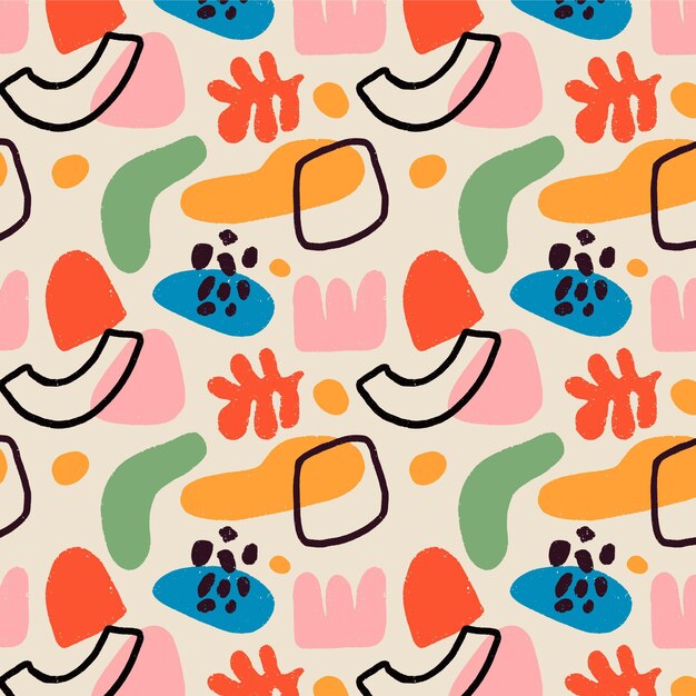 Diseño de patrón de formas abstractas dibujadas a mano