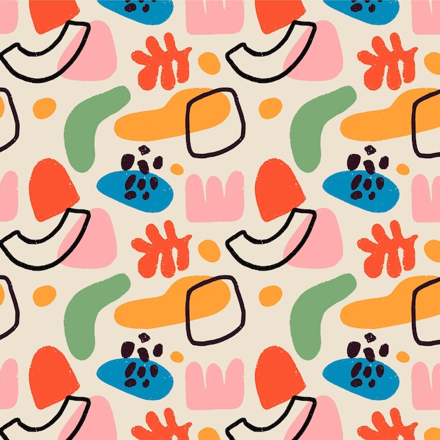 Diseño de patrón de formas abstractas dibujadas a mano