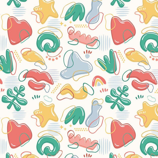 Diseño de patrón de formas abstractas dibujadas a mano