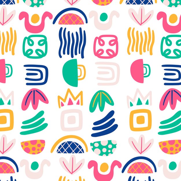 Diseño de patrón de formas abstractas dibujadas a mano
