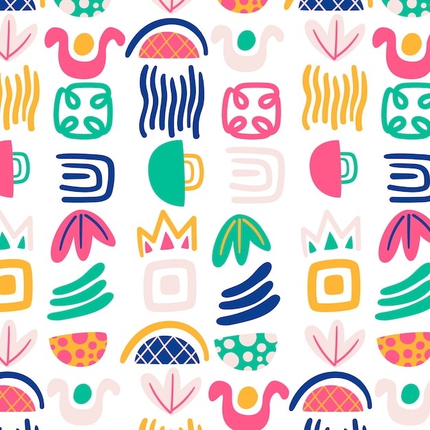 Diseño de patrón de formas abstractas dibujadas a mano