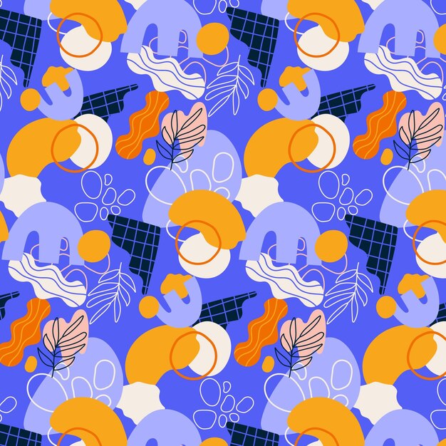 Diseño de patrón de formas abstractas planas dibujadas a mano