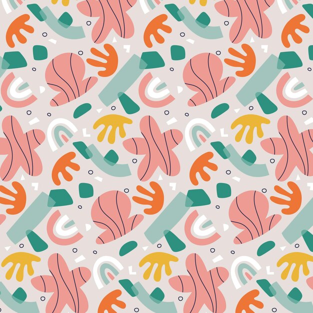 Diseño de patrón de formas abstractas planas dibujadas a mano