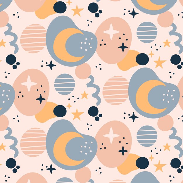 Diseño de patrón de formas abstractas planas dibujadas a mano