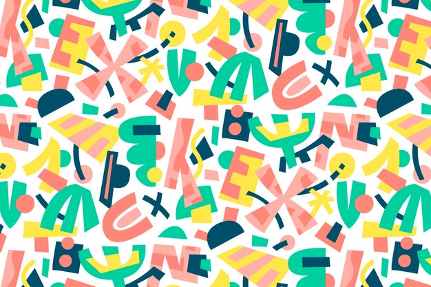 Diseño de patrón de formas abstractas planas dibujadas a mano