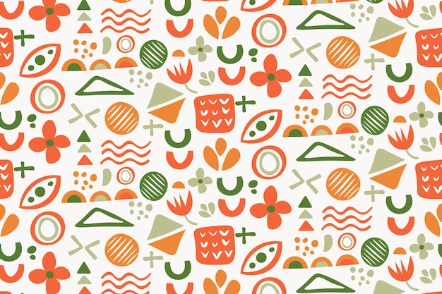 Diseño de patrón de formas abstractas planas dibujadas a mano