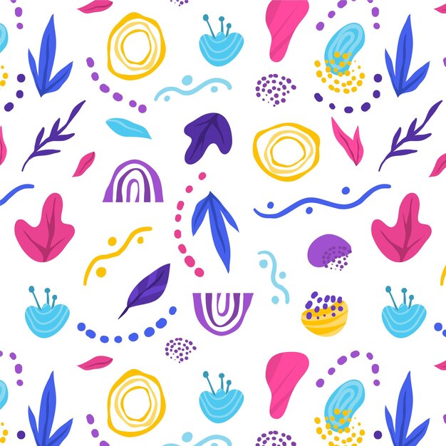 Diseño de patrón de formas abstractas planas dibujadas a mano
