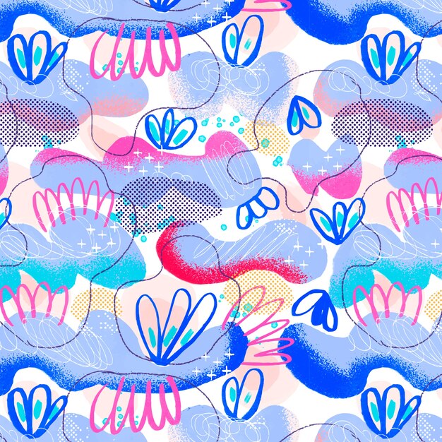 Diseño de patrón de garabato abstracto acuarela