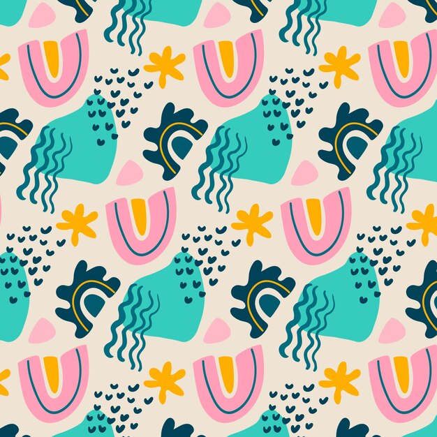 Diseño de patrón de garabato abstracto plano