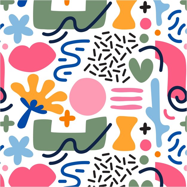 Diseño de patrón de garabato abstracto plano