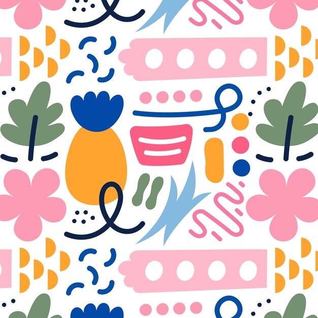 Diseño de patrón de garabato abstracto plano