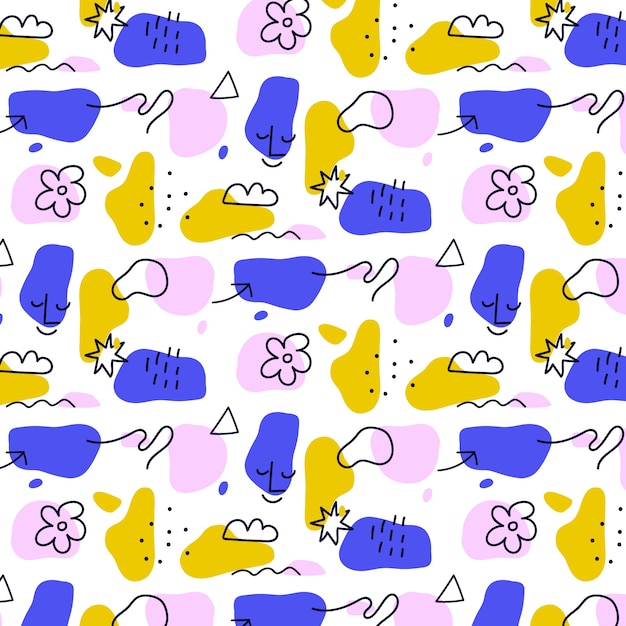 Diseño de patrón de garabato abstracto plano