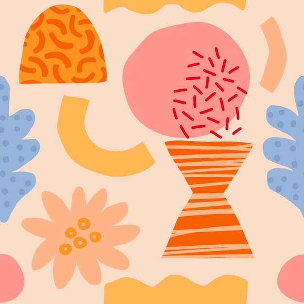 Diseño de patrón de garabato abstracto plano