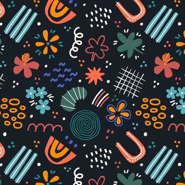 Diseño de patrón de garabato abstracto plano