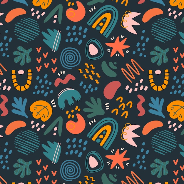 Diseño de patrón de garabato abstracto plano