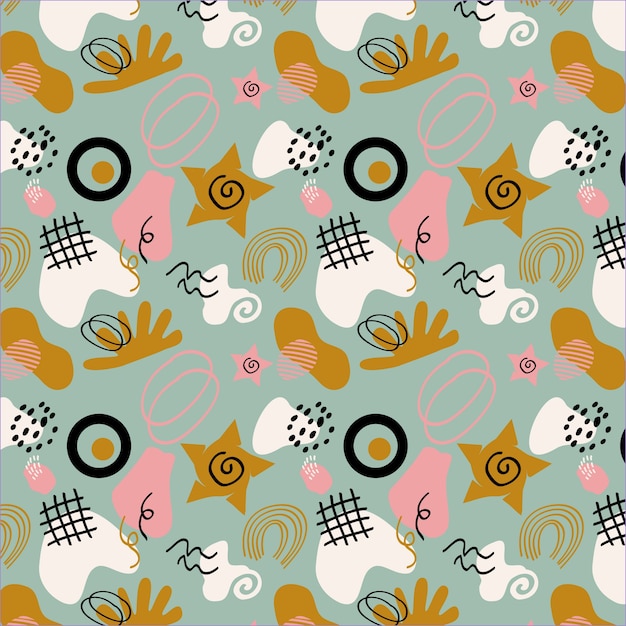 Diseño de patrón de garabato abstracto plano