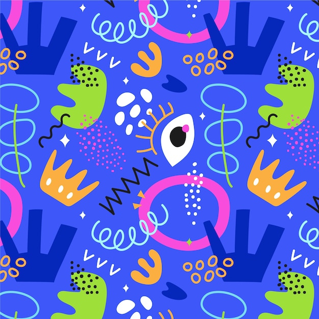 Diseño de patrón de garabato abstracto plano