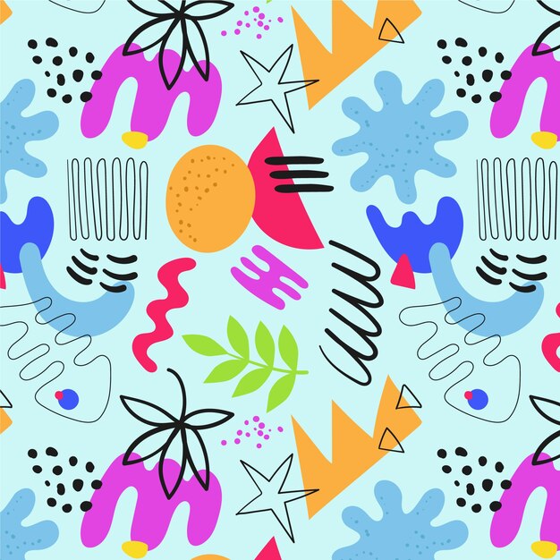 Diseño de patrón de garabato abstracto plano