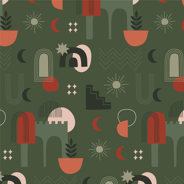 Diseño de patrón geométrico bohemio.