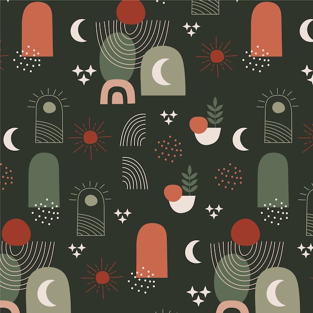 Diseño de patrón geométrico bohemio.