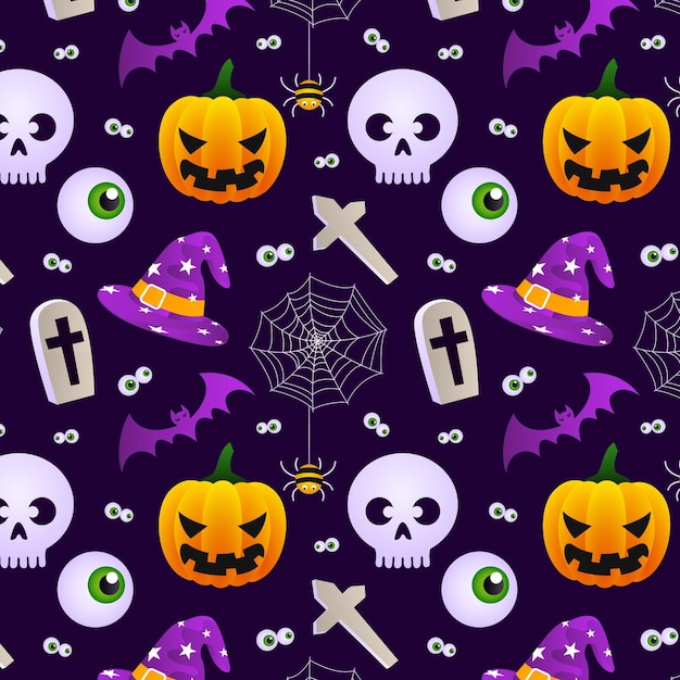 Vector gratuito diseño de patrón de halloween degradado