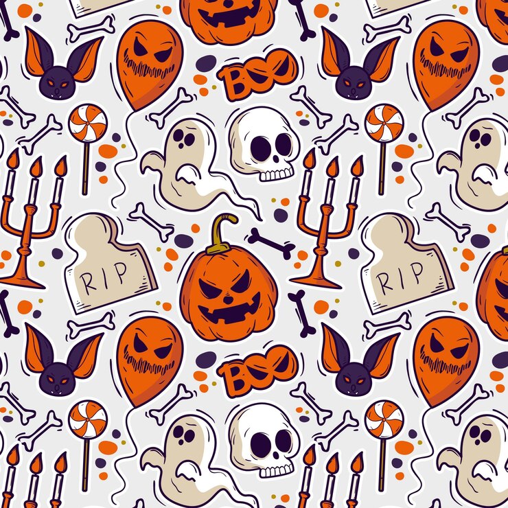 Vector gratuito diseño de patrón de halloween dibujado a mano