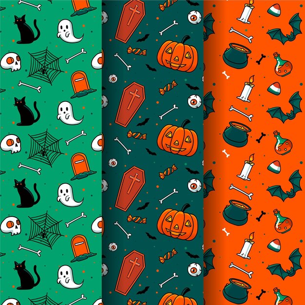 Diseño de patrón de halloween dibujado a mano